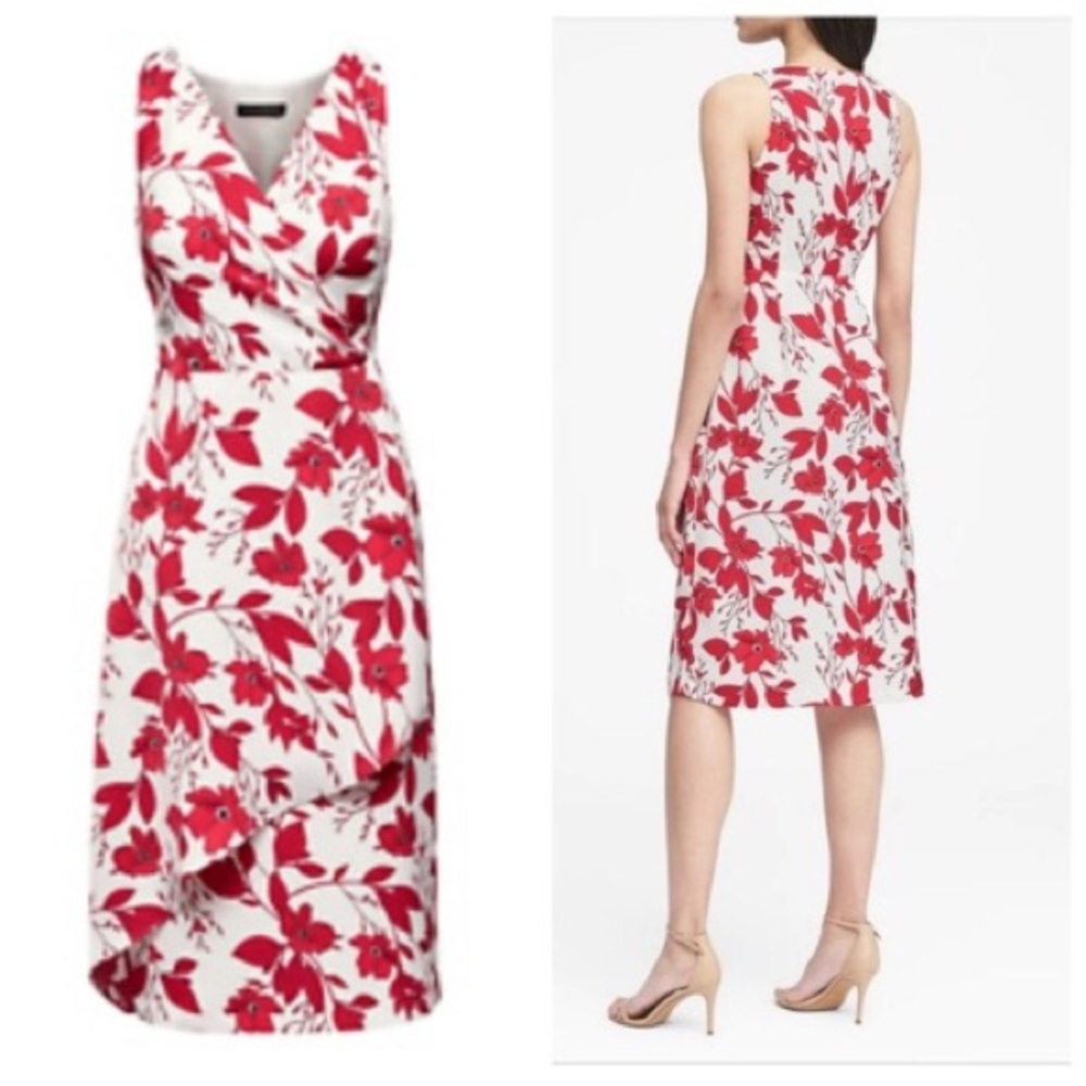 NWT Banana Republic Floral Wrap Effect Midi Dress